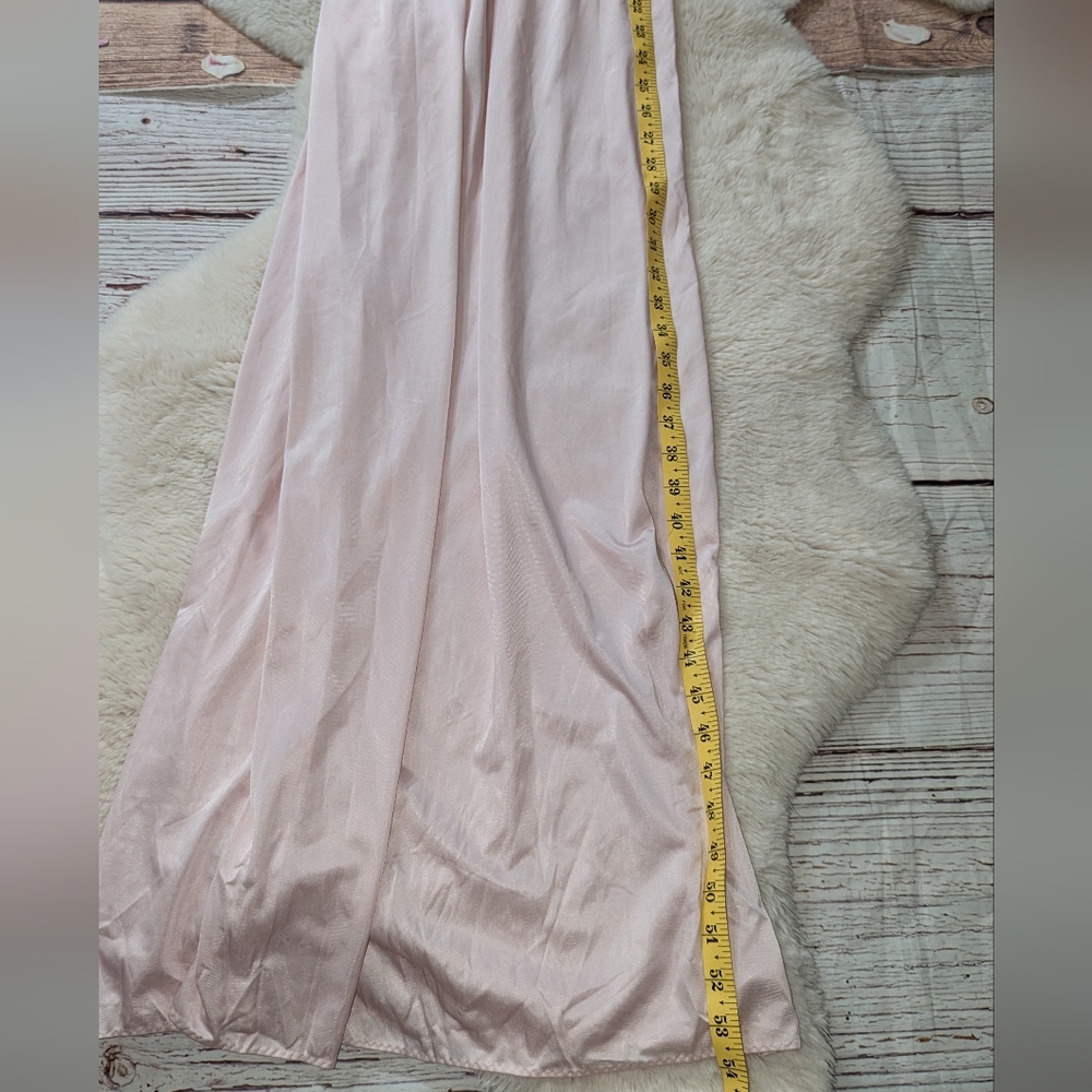 Vintage Olga Light Pink Peignoir Nightgown Small Lace Ribbon Nylon Spandex - Picture 10 of 12